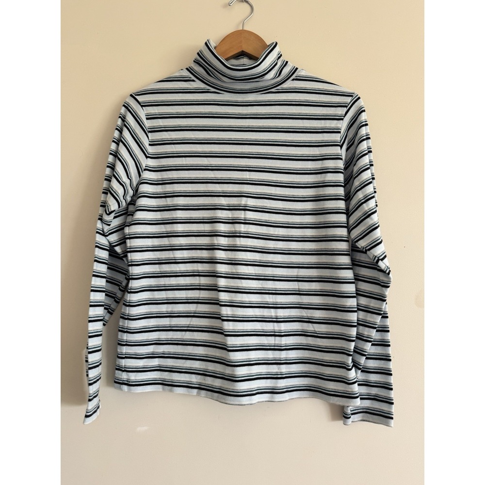 Vintage 90s Turtleneck Striped Mountain Lake Women's Nineties Medium Stripes